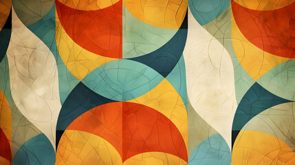 Fototapeta premium Abstract geometric pattern featuring vibrant colors and shapes, suitable for backgrounds