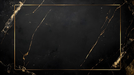 un fondo negro oscuro con un marco delgado en color dorado vacio con lineas decorativas doradas fondo elegante y sobrio