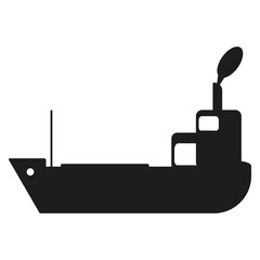 Fototapeta premium Ship vector icon. Silhouette of boat. Transportation symbol. Black cargo shape. EPS 10.