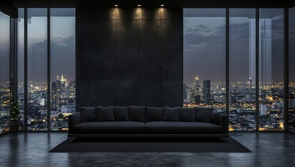 Fototapeta premium Night Cityscape View from Luxurious Apartment