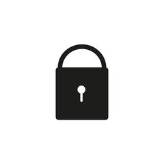 Closed padlock icon. Secure lock symbol. Black and white design. Simple vector illustration. EPS 10.