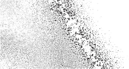 Monochrome texture composed of irregular graphic elements. Distressed uneven grunge background. Abstract vector illustration. Overlay for interesting effect and depth. Isolated on white background.