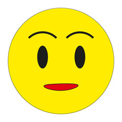 Yellow face emoji. Expression vector icon. Surprised smile illustration. Flat cartoon design. EPS 10.