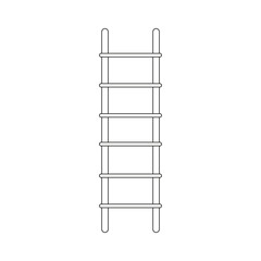 Ladder outline icon. Climbing vector symbol. Simple straight ladder. Black and white shape. EPS 10.