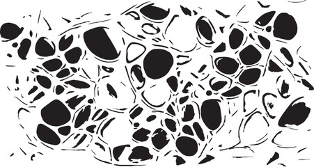 Fototapeta premium Monochrome texture composed of irregular graphic elements. Distressed uneven grunge background. Abstract vector illustration. Overlay for interesting effect and depth. Isolated on white background.