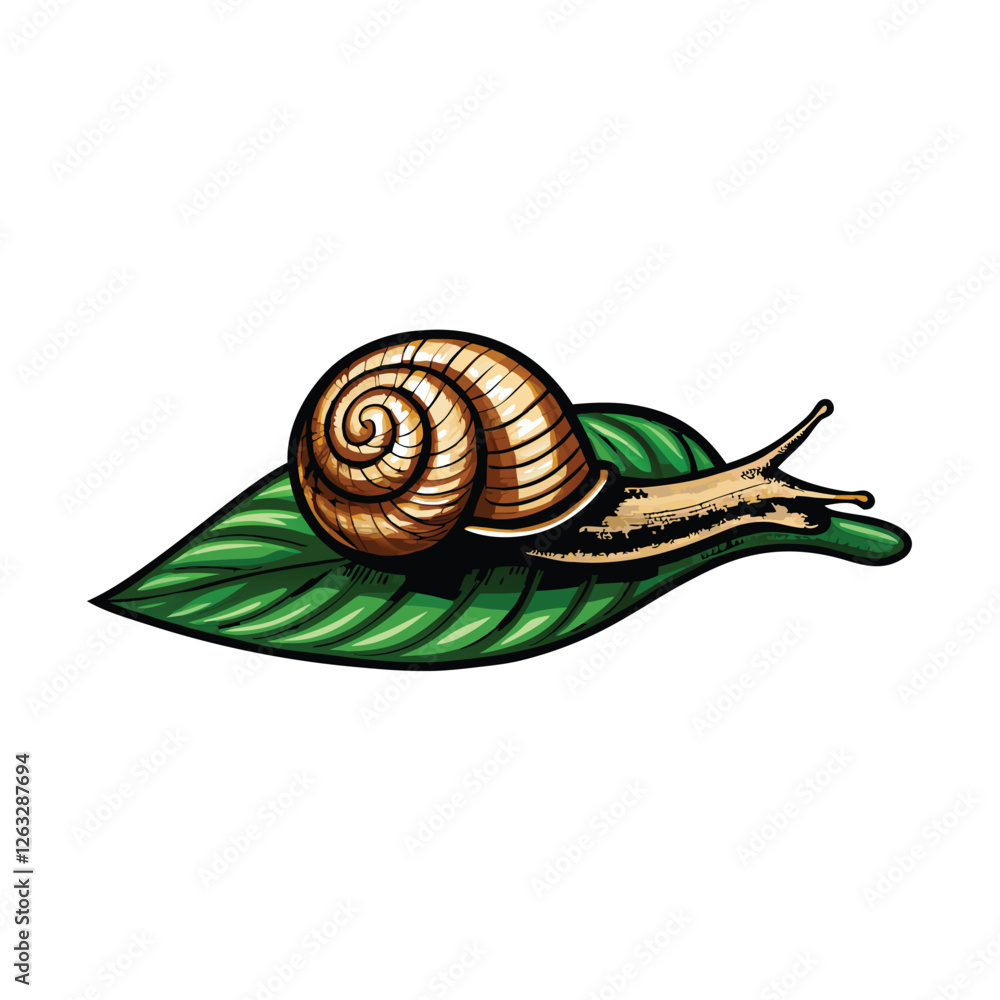 Poster create a clean, editable vector illustration of a snail with a clearly defined stroke, realistically