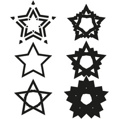 Star set. Abstract vector shapes. Creative star outlines. Geometric decorative elements. EPS 10.