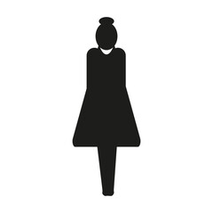 Woman icon silhouette. Female figure symbol. Minimalist person vector. Black on white. EPS 10.