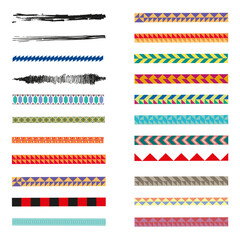 Obraz premium Decorative stripe patterns. Colorful abstract designs. Horizontal ornamental borders. Vector illustration. EPS 10.