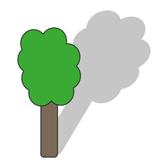 Green tree icon. Shadow silhouette shape. Nature concept focus. Vector illustration. EPS 10.
