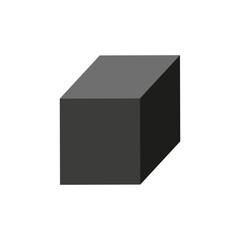 Black 3D cube. Dark geometric shape. Modern vector design. Minimalistic cubic form. EPS 10.