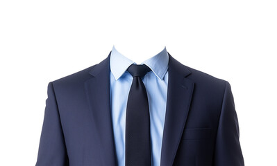 Professional business suit with tie on transparent background