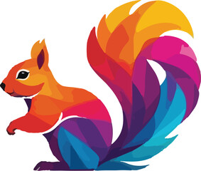 Colorful Squirrel Illustration vector design, Squirrel logo and icon Design
