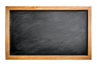 Elegant matte black chalkboard with natural wood frame against white background