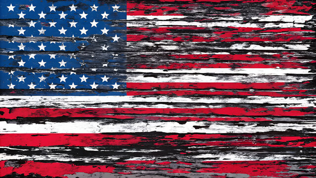 Faded flag background featuring American flag wallpaper with rustic tattered textures and grunge art design ideal for USA flag banners patriotic images and vintage desktop backgrounds