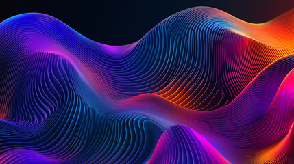 Obraz premium This dynamic abstract image presents colorful waves of light in purple, pink, and blue hues, representing energy and the interconnectedness of emotions and experiences.