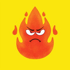 vector illustration of an angry fire with a fierce facial expression.