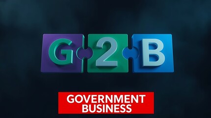 Fototapeta premium 3D G2B Puzzle Pieces Illustration – Government to Business Concept