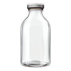 Empty Clear Glass Bottle with Silver Cap Mockup for Beverages Products and Branding