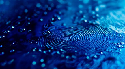 fingerprint on digital background, blue color scheme, biometric security concept, close-up, digital identity style
