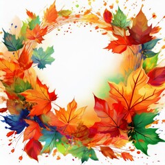 Autumn seasonal frame border with falling autumn colorful leaves background with space for copy

