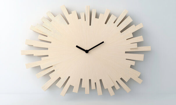Contemporary Wooden Wall Clock with Unique Design, Minimalist Style, and Elegant Black Clock Hands for Modern Interior Decor and Time Management