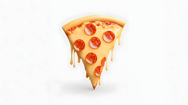 Delicious pizza slice icon with melting cheese and pepperoni toppings, perfect for food lovers and culinary designs