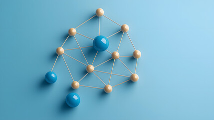 Obraz premium network of interconnected spheres on blue background symbolizes business connectivity and innovation. This represents future of collaboration and technology