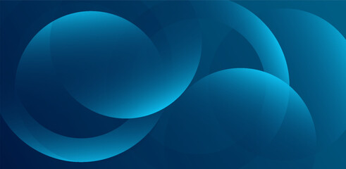 Abstract background of dynamic overlapping blue circles in gradient design. Vector Illustration