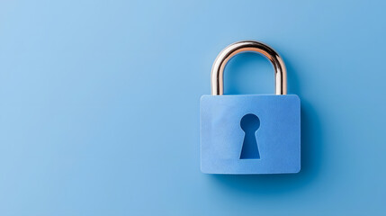 blue padlock symbolizes security and data protection against unauthorized access. This highlights importance of safeguarding information in digital age