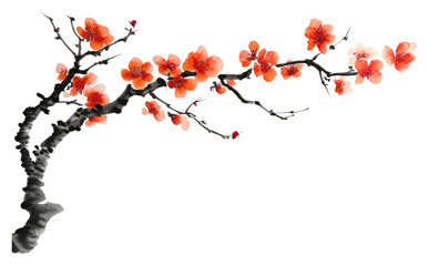 Blossoming cherry tree botanical garden spring nature's elegance isolated on transparent background
