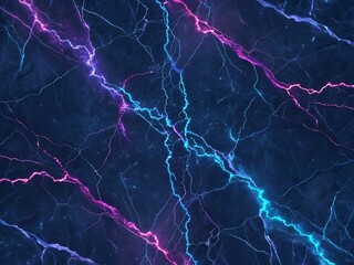 Naklejka premium modern marble background featuring a deep navy base with neon streaks of electric blue, purple, Generative AI