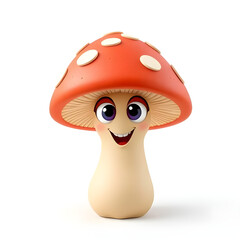 Funny 3D Organic Mushroom Cartoon Character with Eyes