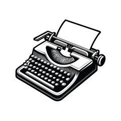 Create a meticulously detailed vector illustration of a vintage typewriter, featuring editable strokes for easy modification.  Include realistic details and a classic design.