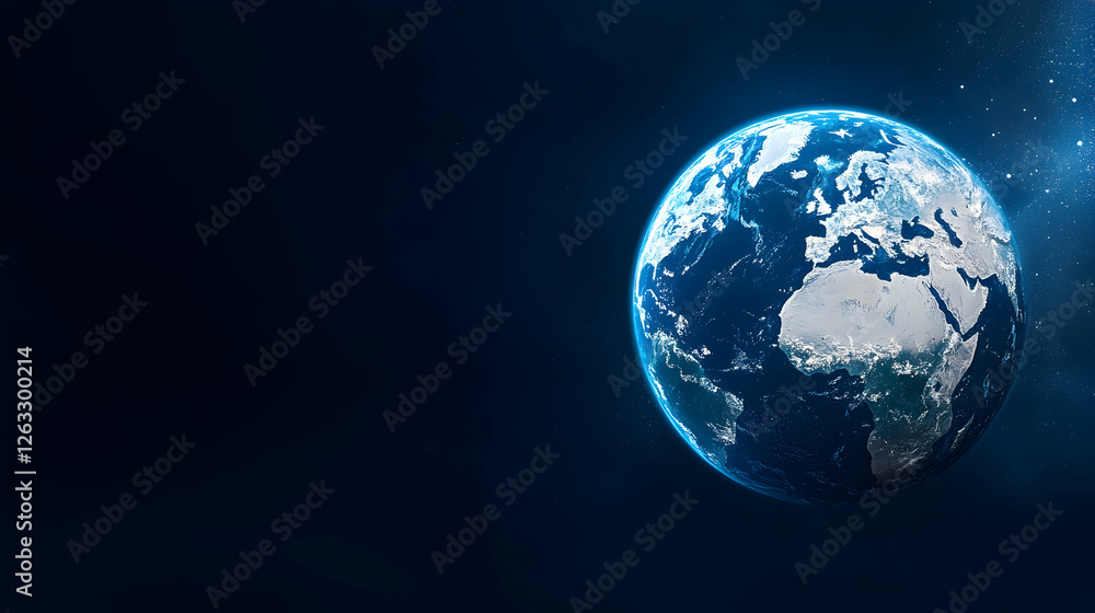 Poster earth globe showing continents in space, concept visualization of worldwide connection. generative a