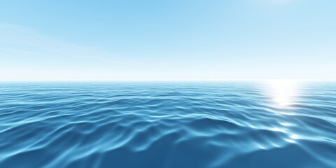 Obraz premium Serene Ocean Background with Calm Blue Waters and Soft Fog in the Distance