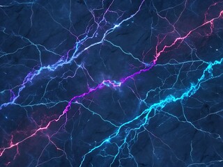 modern marble background featuring a deep navy base with neon streaks of electric blue, purple, Generative AI