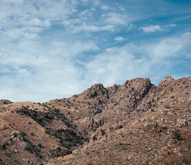 Dry Santa Catalina Mountains in the Sonoran desert on a sunny day 