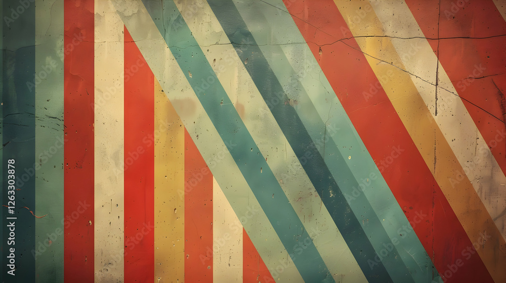 Poster abstract striped pattern with vibrant colors creating a retro feel, suitable for backgrounds