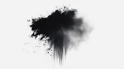 Abstract black ink splash on white background