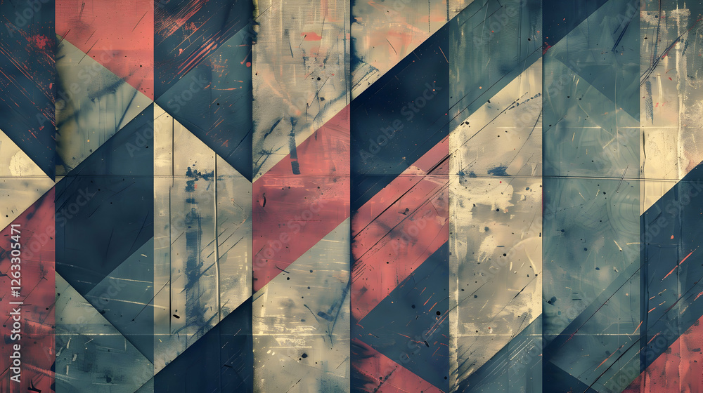 Poster abstract geometric pattern with muted colors creating a textured background for design use