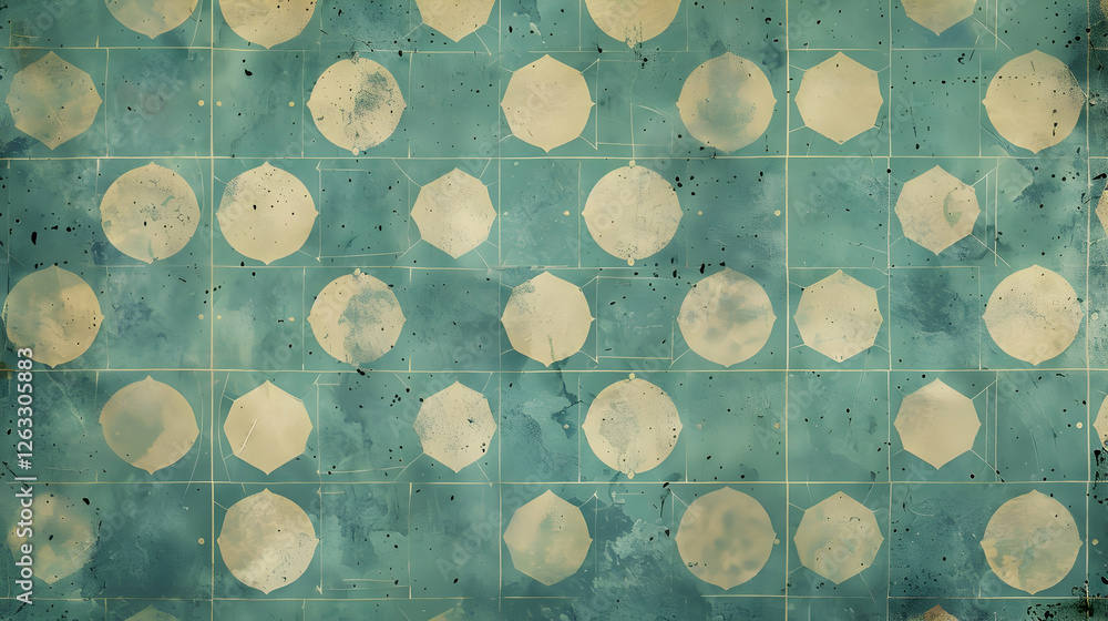 Aufkleber abstract patterned background featuring circular shapes on a textured blue surface