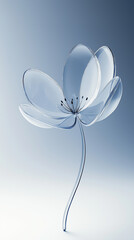 Glass flower blooming in abstract background representing purity and elegance