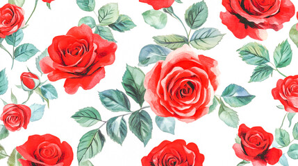 Vibrant red roses on a crisp white background--ideal for floral design projects, romantic decorations