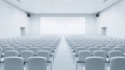 Fototapeta premium Empty conference hall modern venue interior space minimalist design wide angle view event setting