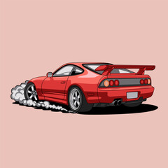 Drifting car illustration, t shirt design. © erna
