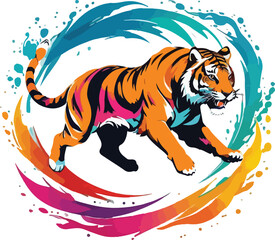 Colorful Tiger vector design, Tiger Illustration vector design, Tiger logo and icon Design