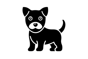 cute baby dog icon silhouette vector illustration