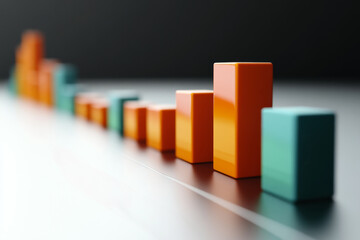 3D chart on white background, business graph on a black background