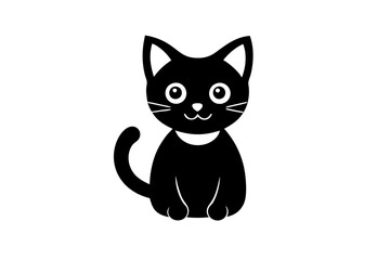 black and white cute cat vector design